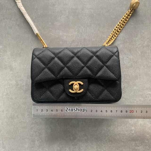 샤넬클래식체인백블랙캐비어금장