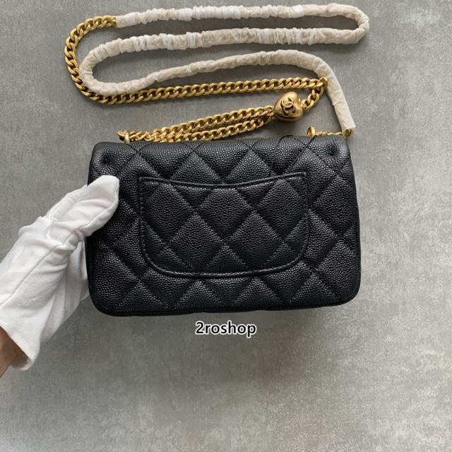 샤넬클래식체인백블랙캐비어금장