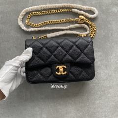 샤넬클래식체인백블랙캐비어금장