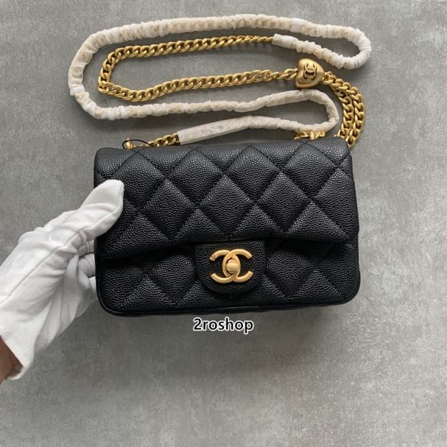 샤넬클래식체인백블랙캐비어금장