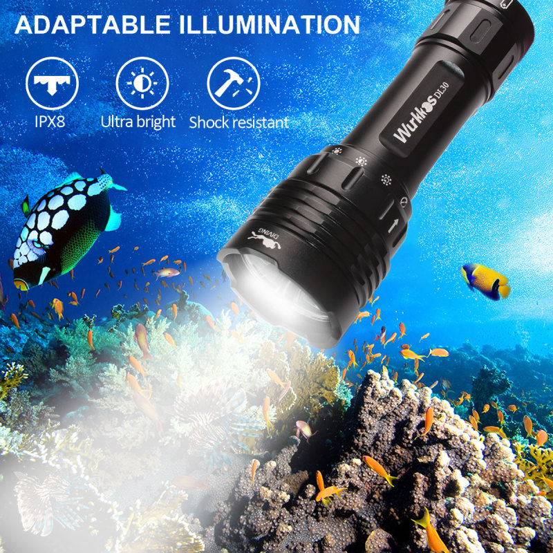 DL30 21700 Diving Flashlight 3600lm Triple LH351D High CRI Magnetic Control Ring Switch