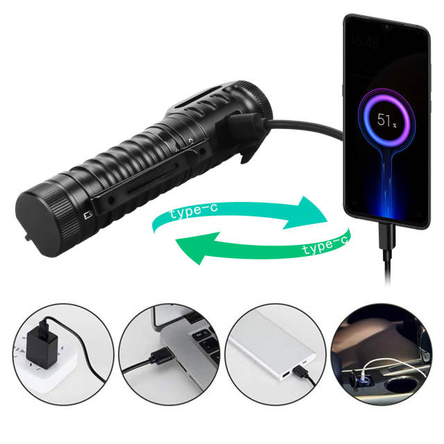 HD20 USB C Rechargeable Headlamp 21700 Flashlight 2000lm Dual LED LH351D and XPL with Magnetic Tail