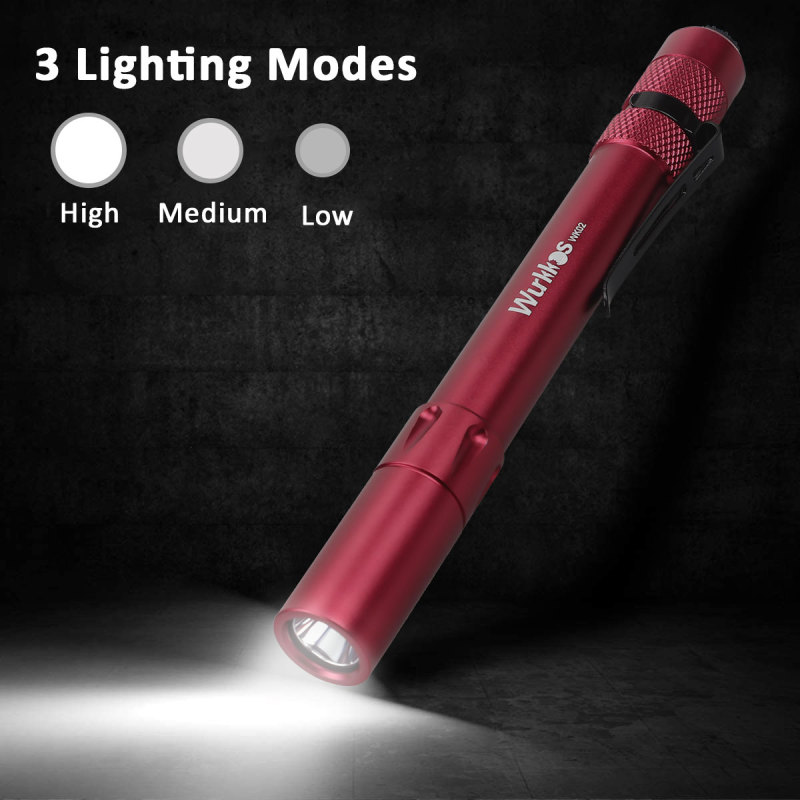 WK02 Penlight 2*AAA Mini Flashlight 300lm SST20 4000K 6000K-Red