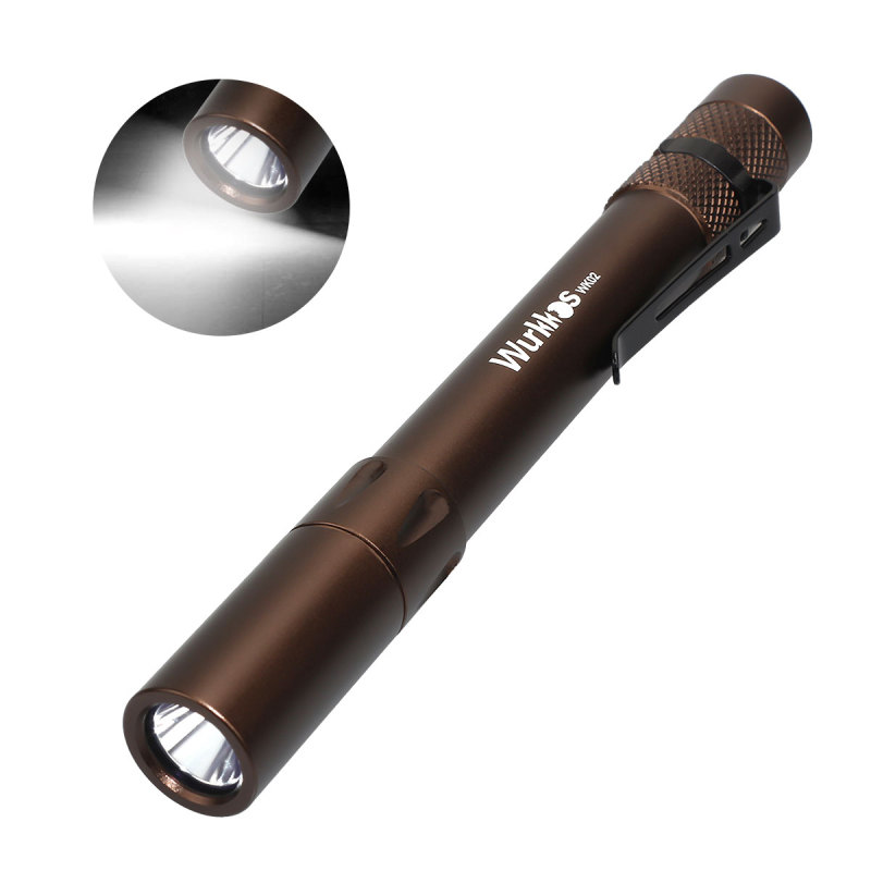 WK02 Penlight 2*AAA Mini Flashlight 300lm SST20 4000K 6000K-Brown
