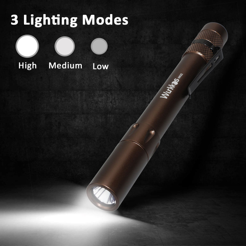 WK02 Penlight 2*AAA Mini Flashlight 300lm SST20 4000K 6000K-Brown