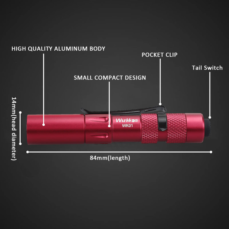 WK01 Penlight AAA Mini Flashlight SST20 4000K 6000K LED Flashlight Red