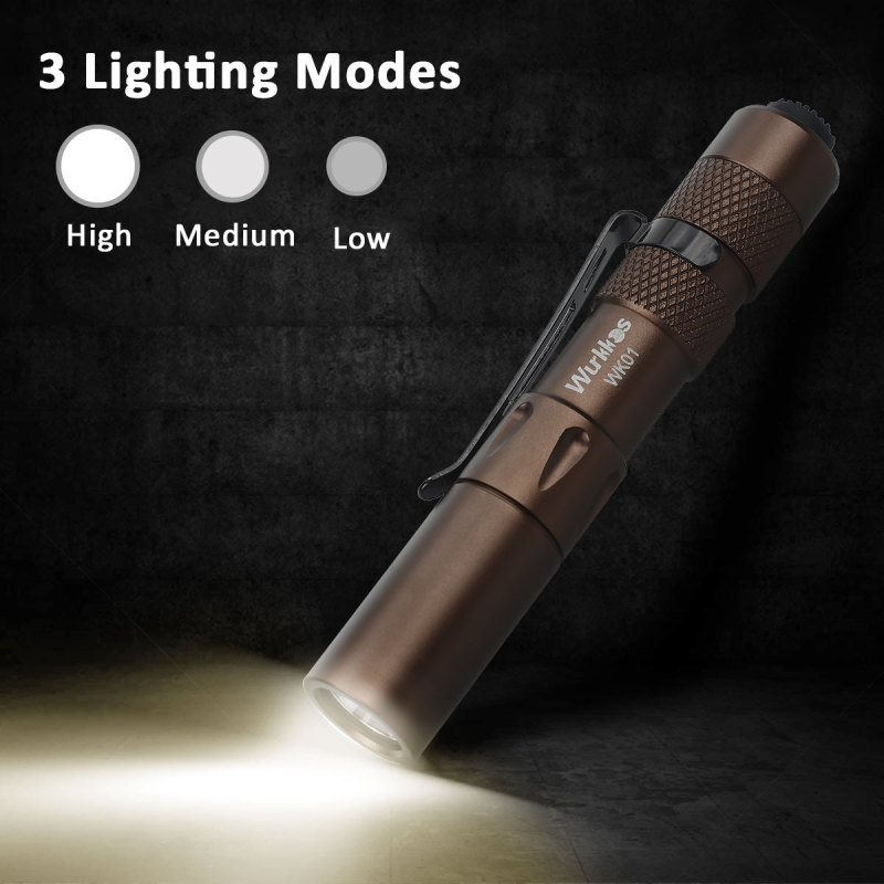 WK01 Penlight AAA Mini Flashlight SST20 4000K 6000K LED Flashlight Brown