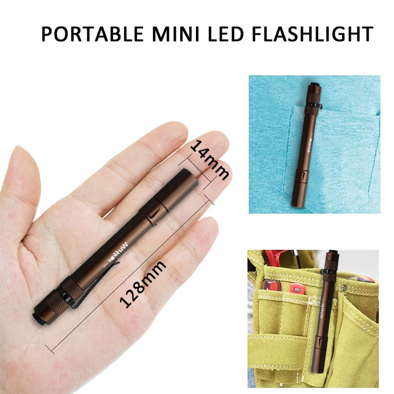 WK02 Penlight 2*AAA Mini Flashlight 300lm SST20 4000K 6000K-Brown