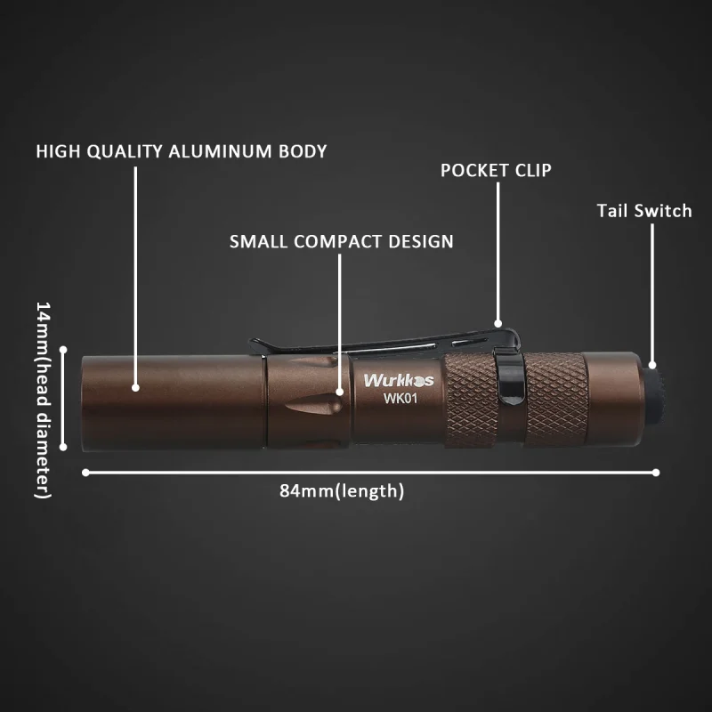 WK01 Penlight AAA Mini Flashlight SST20 4000K 6000K LED Flashlight Brown