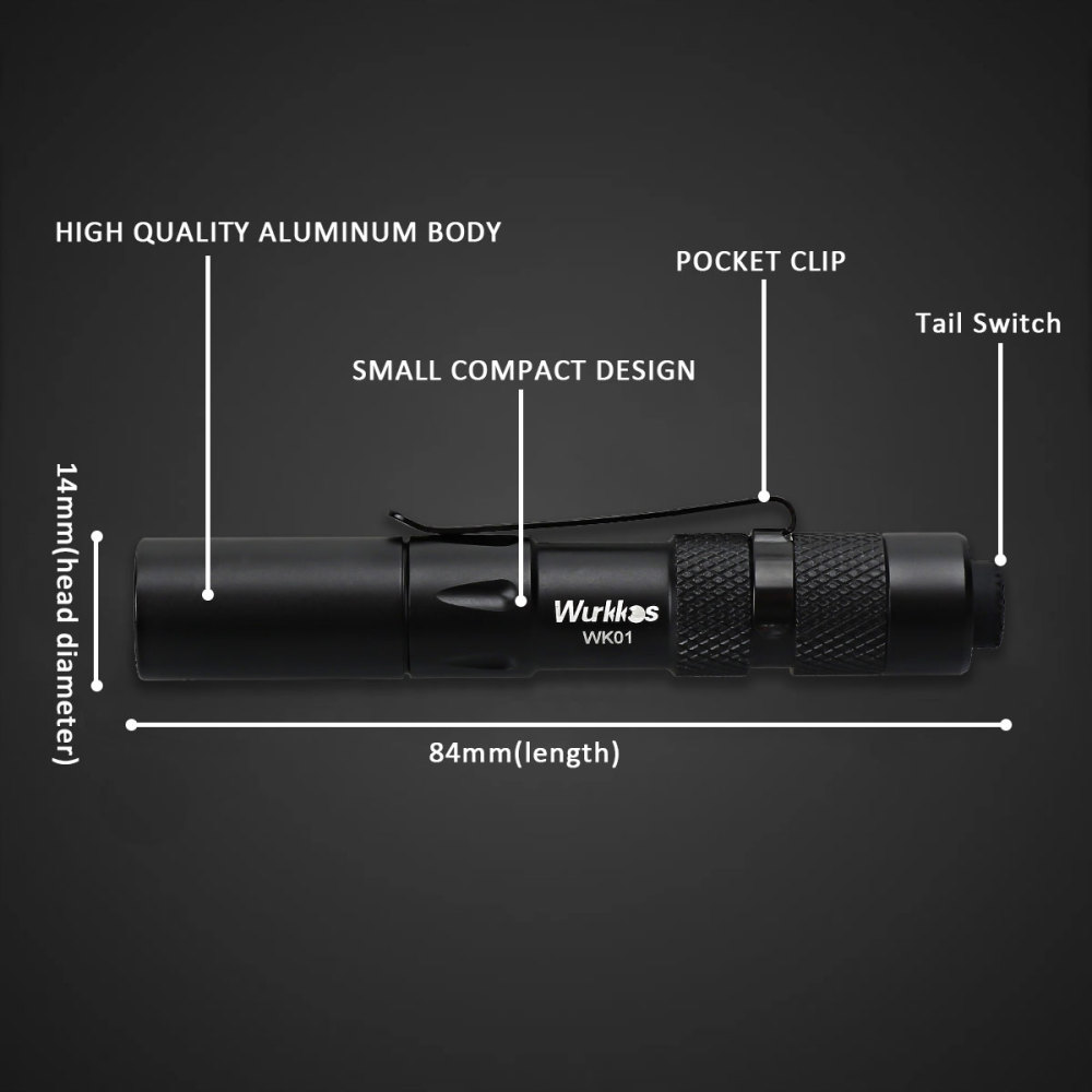 WK01 Penlight AAA Mini Flashlight SST20 4000K 6000K LED Flashlight black
