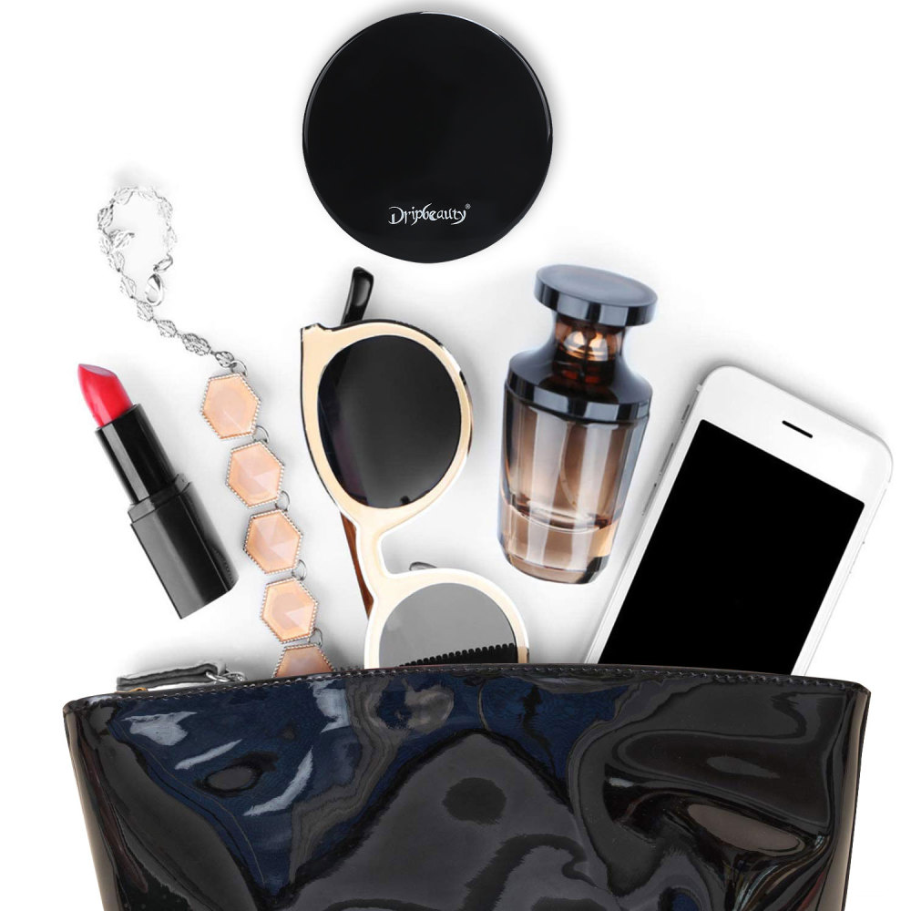 5" LED Lighted Travel Makeup Mirror, 1 X /5 X Magnifying Compact Handheld Vanity Mirror, Portable for Handbag, Purse, Pocket, Folding Double Sided Mirror, Illuminated Mirror with Lights