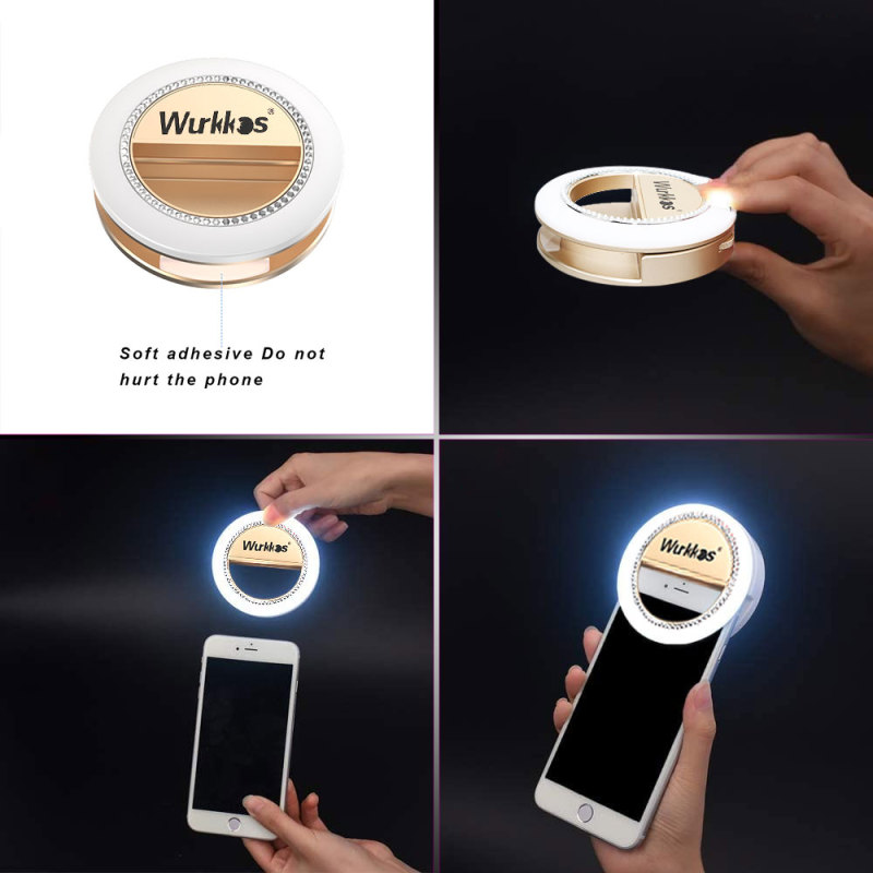 Selfie Ring Light, Rechargeable Selfie Fill Light with 40 LED Bulbs, 3 Lighting Modes Clip on Circle Light Built-in Battery, Makeup Light Ring for Phone Selfie Photography Video Livestream