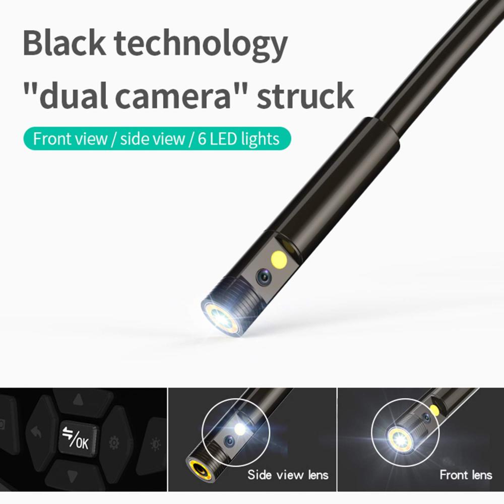 Endoscope Inspection Camera,Digital Industrial Endoscope Dual Lens 1080P full HD 4.3'' LCD Screen Handheld Borescopes with 16.4ft Semi-Rigid Cable,6 LED lights,32G SD Card,Pipe Sewer Inspection Camera