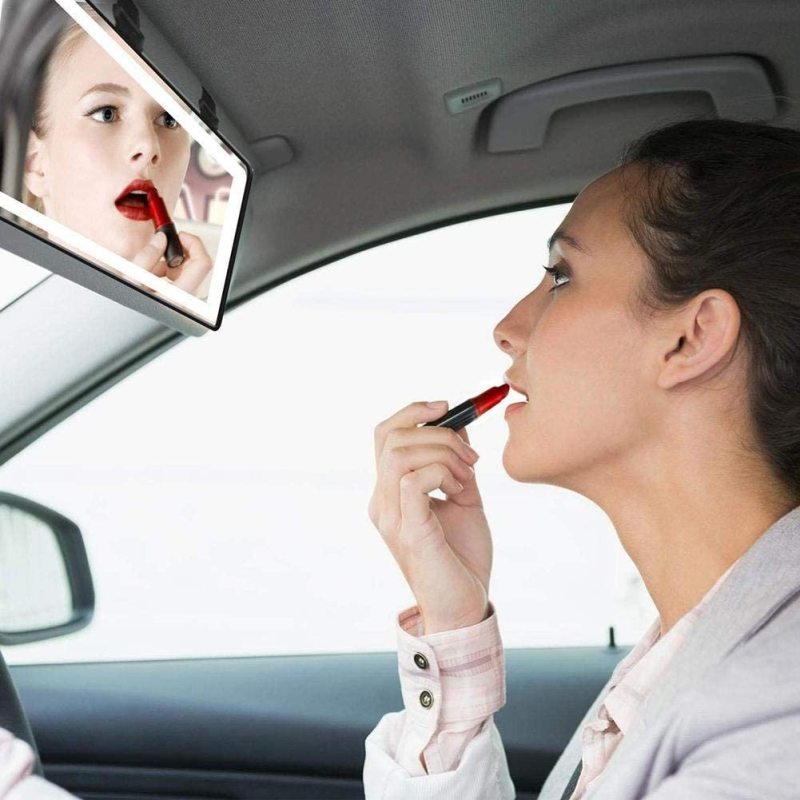 Car Visor Vanity Mirror, 3 Light Group Car Vanity Mirror Type-c Powered, Dimmable Sun Visor Mirror with Touch on Screen