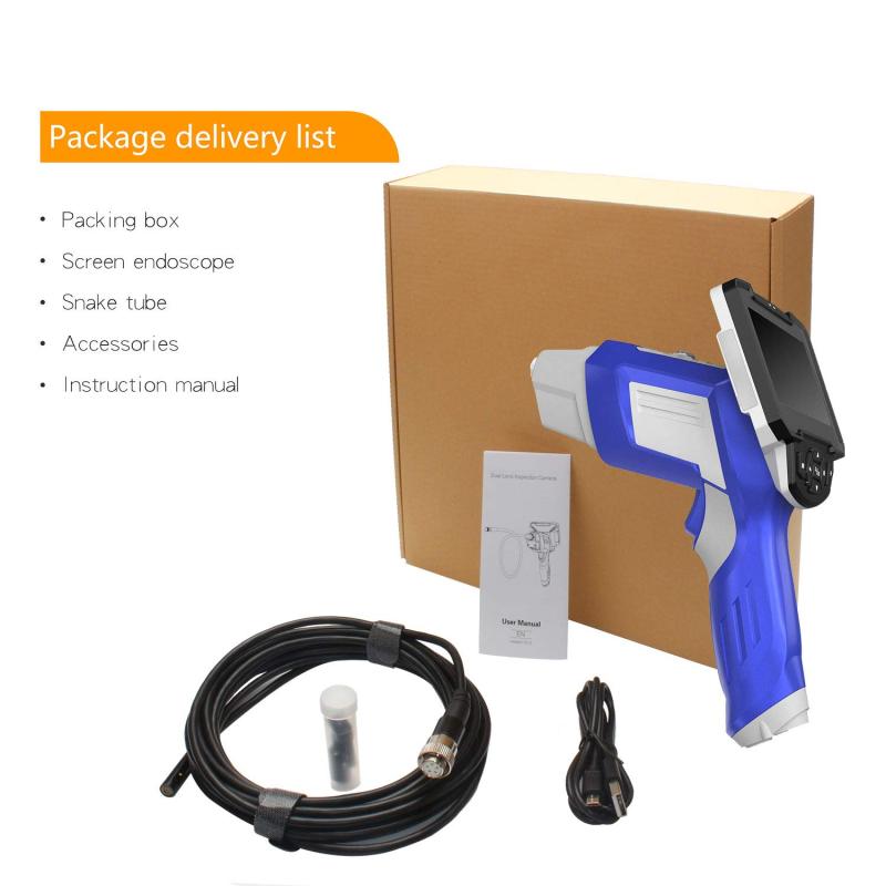 Endoscope Inspection Camera,Digital Industrial Endoscope Dual Lens 1080P full HD 4.3'' LCD Screen Handheld Borescopes with 16.4ft Semi-Rigid Cable,6 LED lights,32G SD Card,Pipe Sewer Inspection Camera