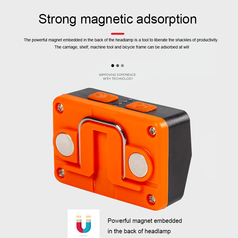 USB LED rechargeable Headlamp Hands-Free Headlight with Red Light Power Indicator Magnet