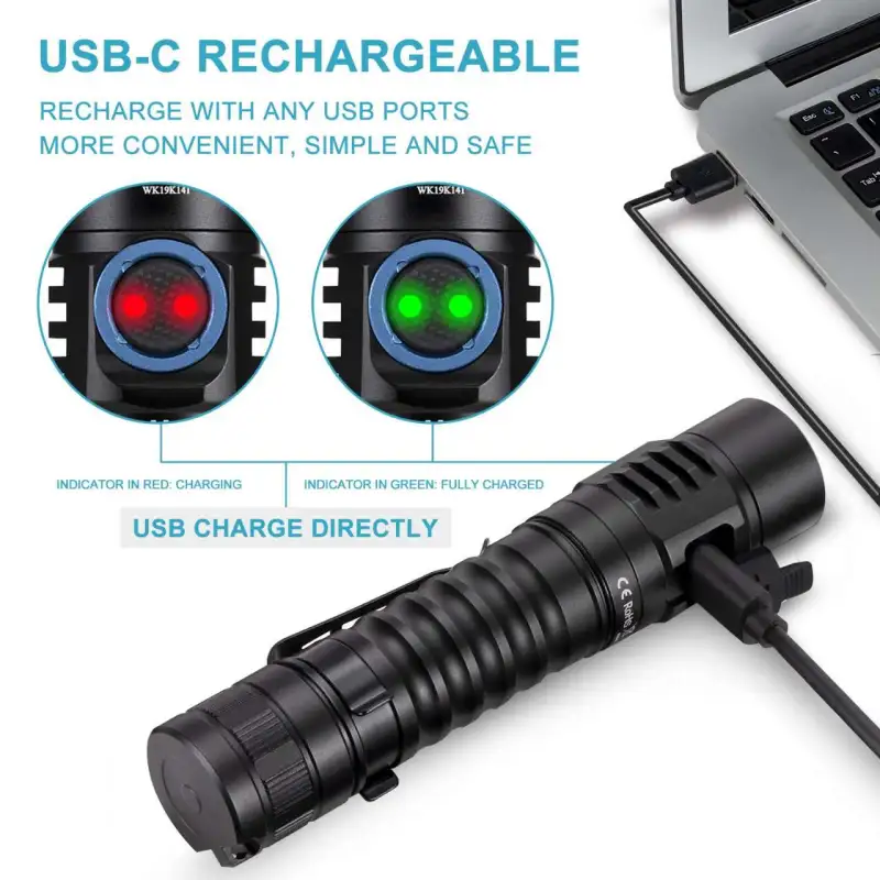 Wurkkos FC11 USB-C Rechargeable 18650 LED Flashlight 1300lm LH351D 90 CRI with Magnetic Tail 2 Groups