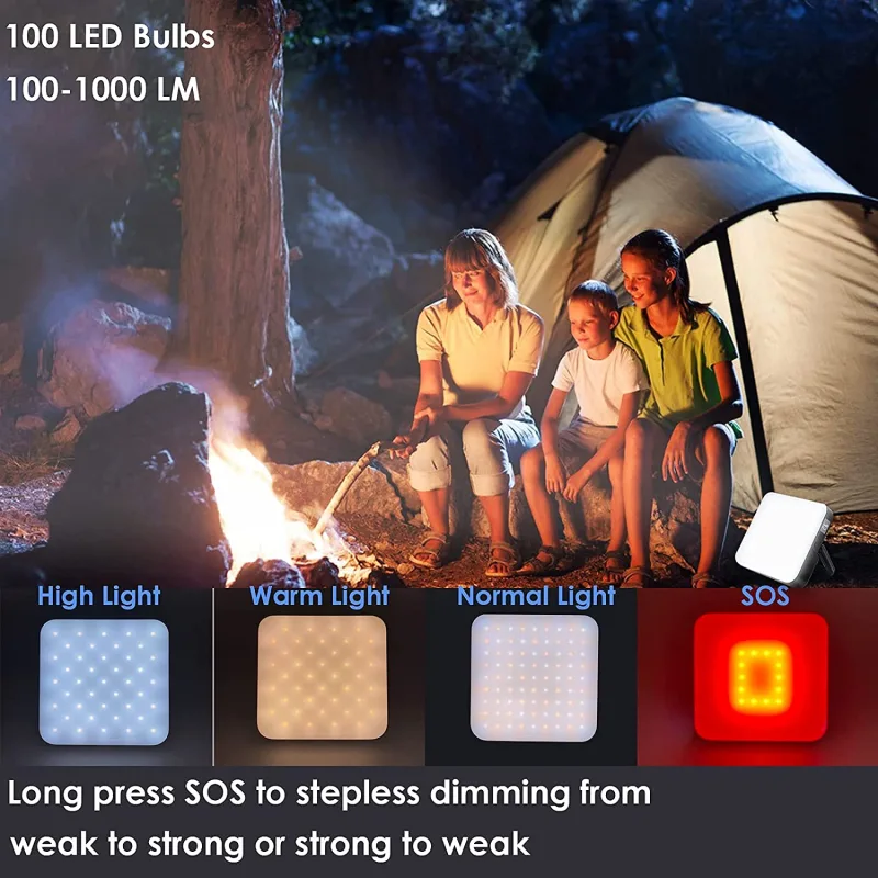 LED Camping Lantern USB Rechargeable,300LM,8000mAh Good Runtime Stepless Dimming,Power Bank Charing,with Magnetic
