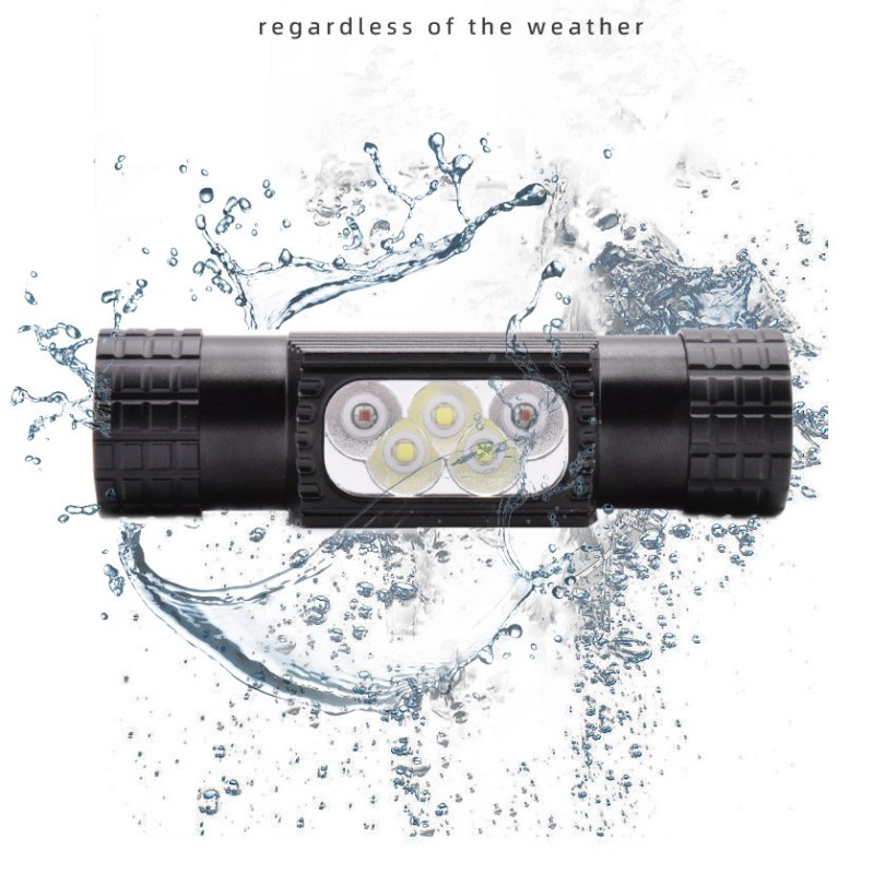 Rechargeable Headlamp H05B,  Powerful Head Light with 18650 Battery, 3*XPG3 White LED + 2*Red LED
