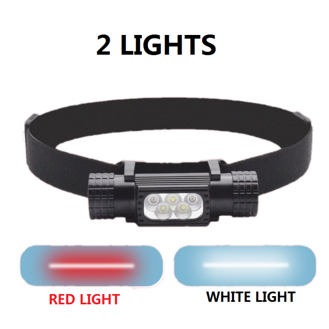 USB C Rechargeable Headlamp 3* XPG3 White LED and 2 * Red LED 18650 Head Light