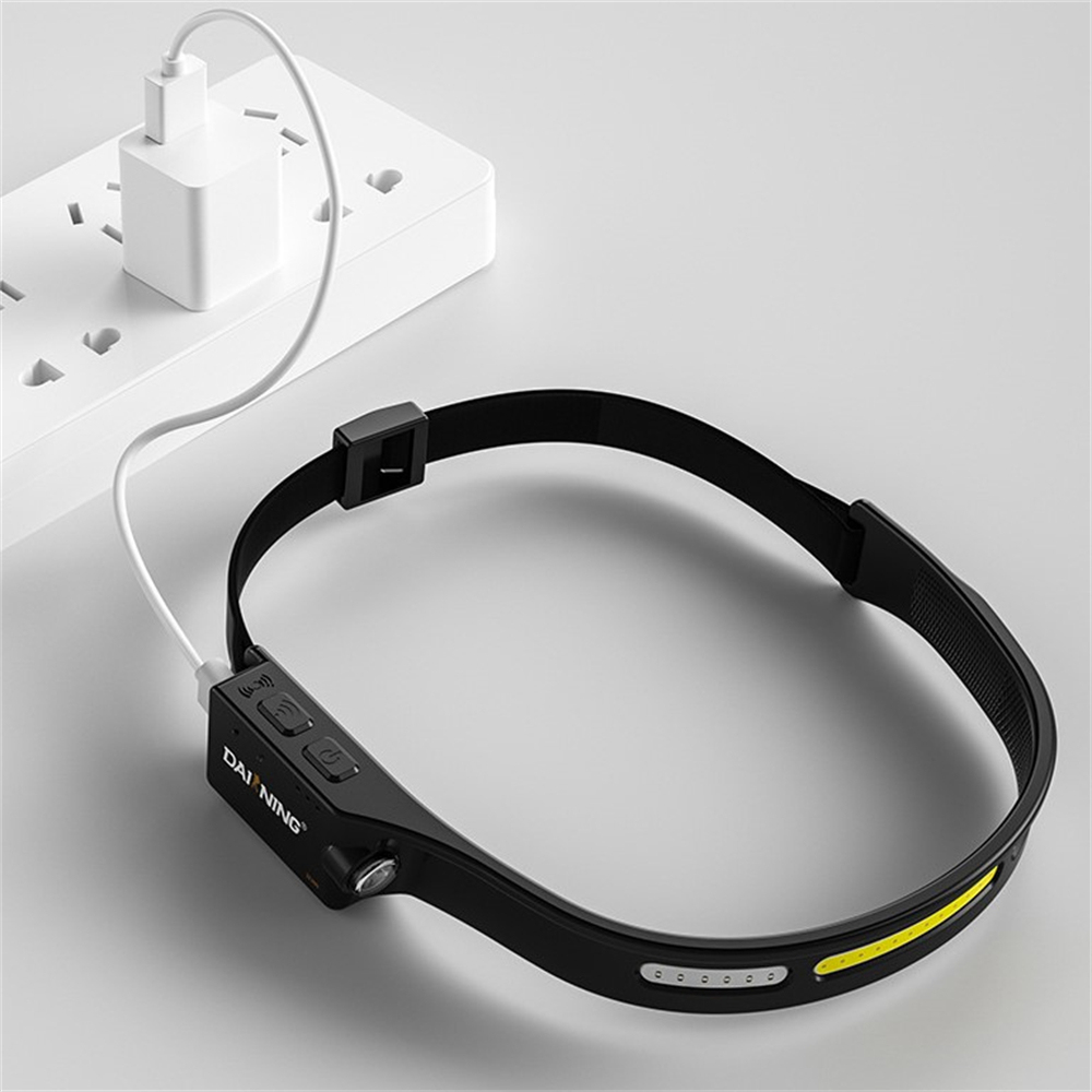 USB C Rechargeable Induction Headlamp Multi Function Head Light COB LED Head Lamp with Built-in Battery Flashlight 5 Modes