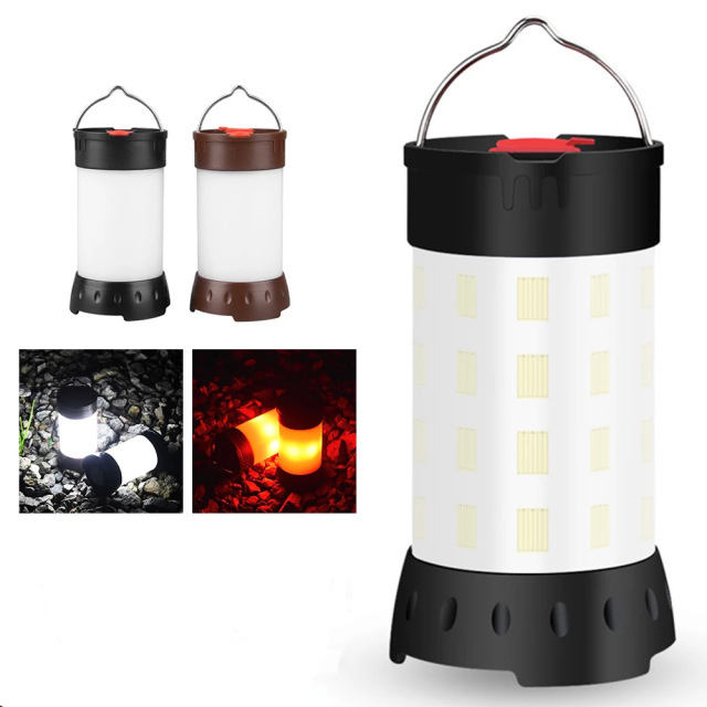 LED Camping Light USB Rechargeable Camping Lantern with Hanging Hook 18650 Portable Hand Lamp Camping Hiking Light