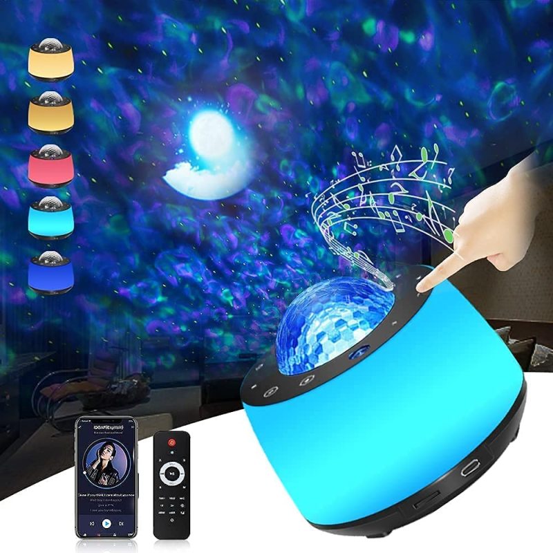 3 in 1 Galaxy Star Projector Smart Night Light LED Ocean Wave Projector for Bedroom