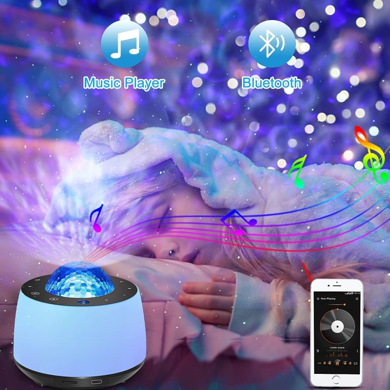 3 in 1 Galaxy Star Projector Smart Night Light LED Ocean Wave Projector for Bedroom