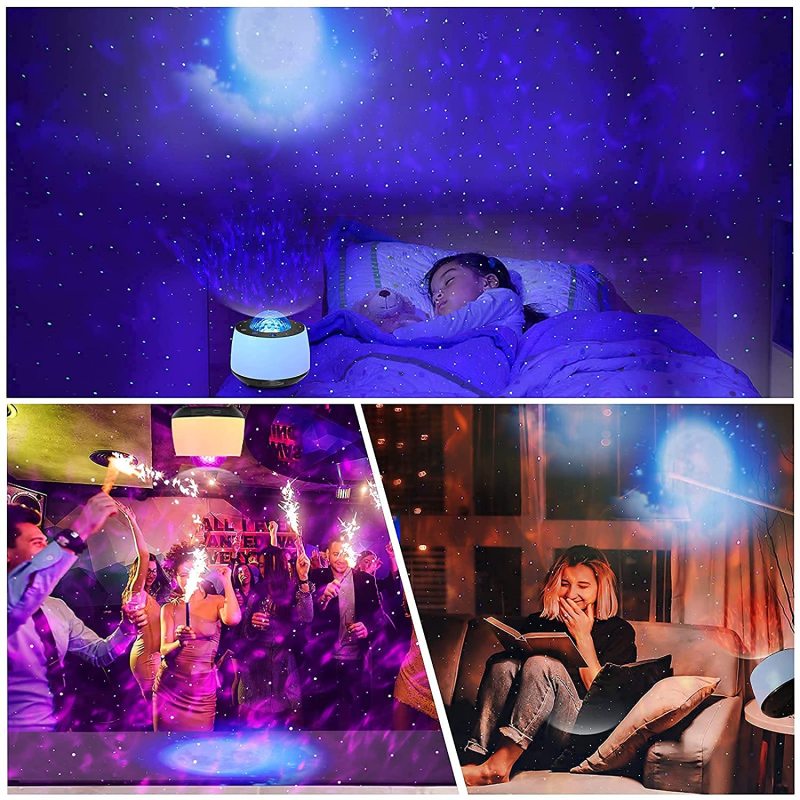 3 in 1 Galaxy Star Projector Smart Night Light LED Ocean Wave Projector for Bedroom