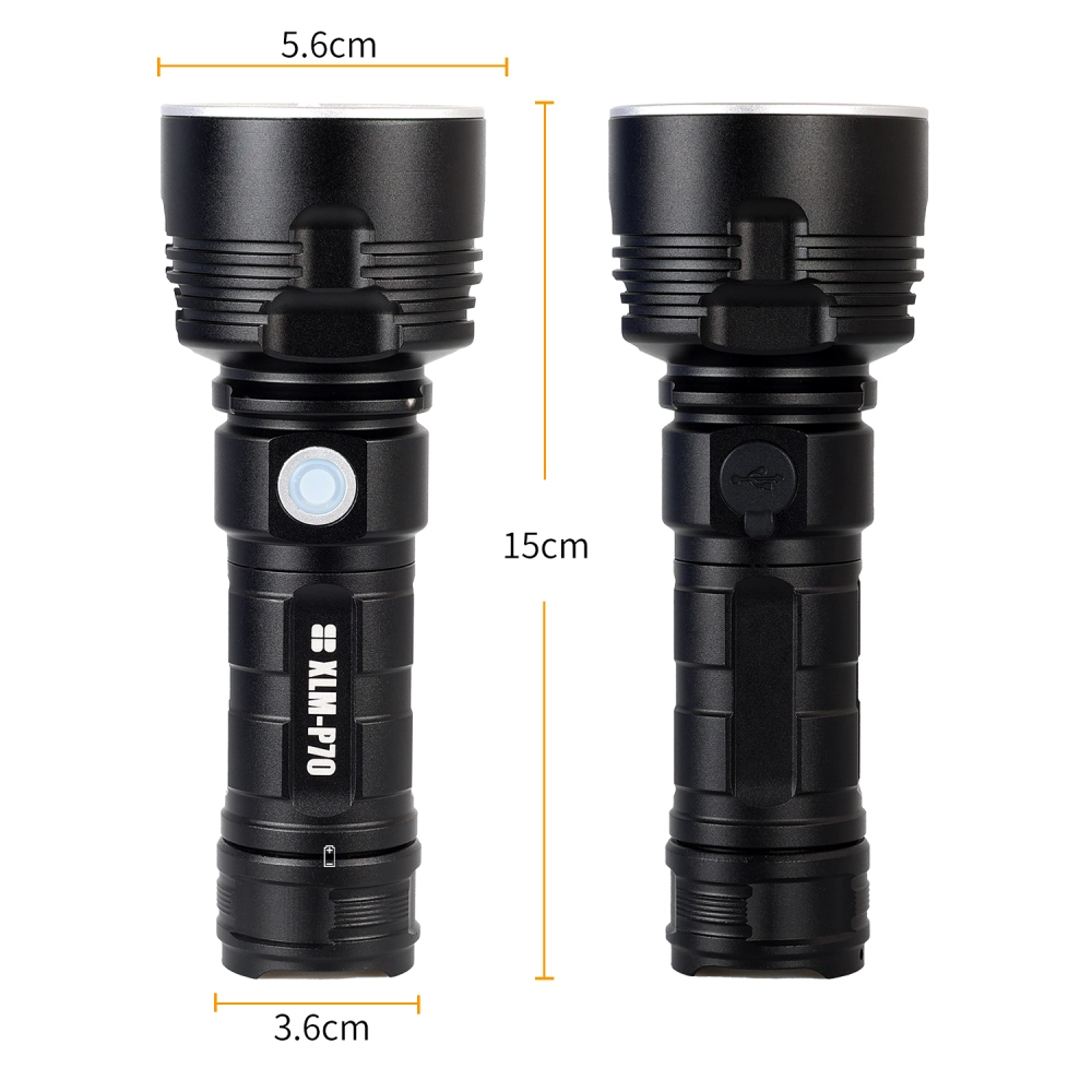 Flashlight USB Rechargeable Aluminum 26650 battery 3 Modes Multifunctional  Portable Flashlight Torch Light with Power Bank Camp