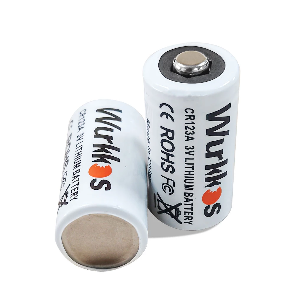 Wurkkos 2pcs 3V CR123A Lithium Power Battery Cell 1300mah Dry Primary Battery for WKC06 WKC05 and Universal Camera Toy