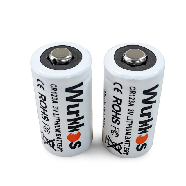 Wurkkos 2pcs 3V CR123A Lithium Power Battery Cell 1300mah Dry Primary Battery for WKC06 WKC05 and Universal Camera Toy
