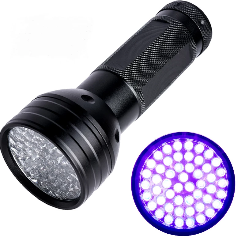 UV Flashlight 51LED UV Light 395-400nm LED 3 Modes Dimming Jewelry Inspection Torch Ultraviolet Power Light Lamp with Pet Care