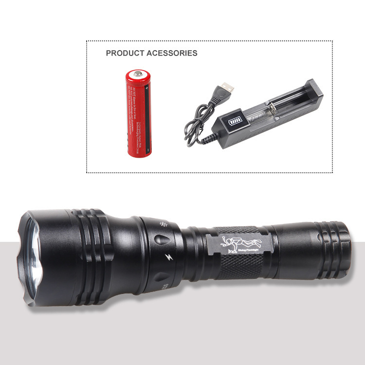 K-46 Super Bright Dive Light XML-T6 18650 Powerful Diving Flashlight Underwater Torch 5 Modes