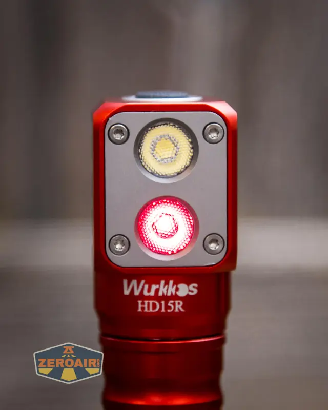 Wurkkos HD15R Dual LEDs Angle Flashlight  with White Beam LH351D Red Beam SST20 USB C Rechargeable 18650 Headlamp with Power Bank Function