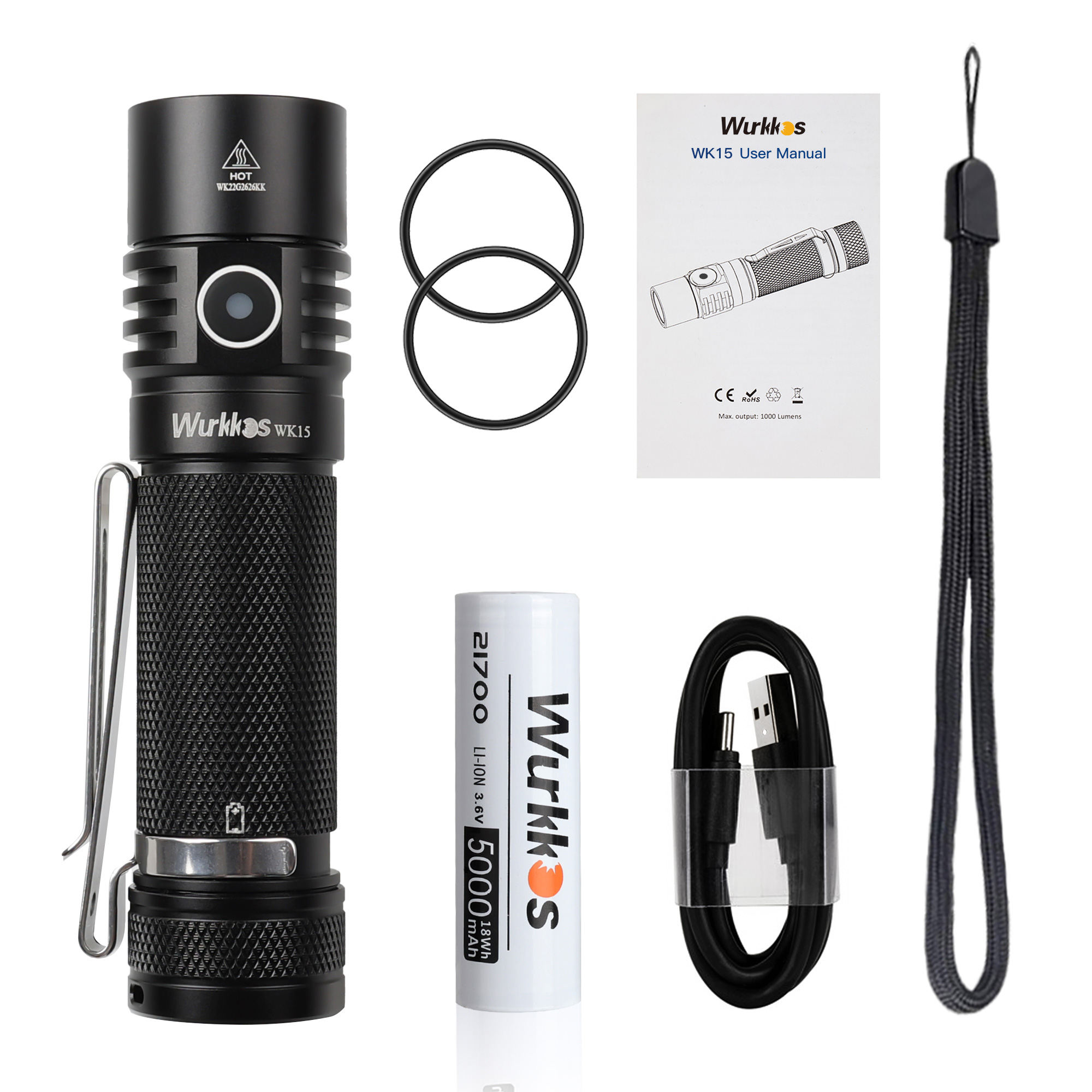 Wurkkos WK15 3000lm XHP50.2 USB C Rechargeable 21700 EDC Budget