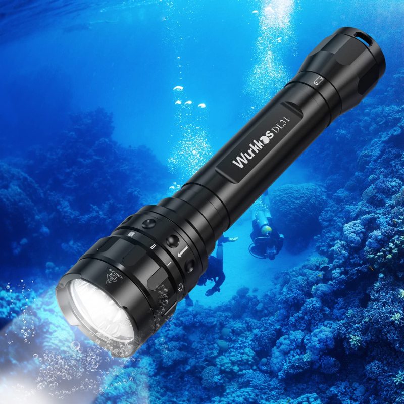 Wurkkos DL31 Powerful 3800lm Diving Light Triple Cree XPL2 18650 Flashlight with Easy Magnetic Control 3 Modes