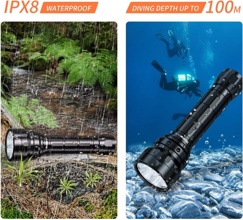 Wurkkos DL61 Powerful Bright Diving Flashlight 7000lm 6*Cree XPL2 Dual 26650 Dive Light 4 Modes