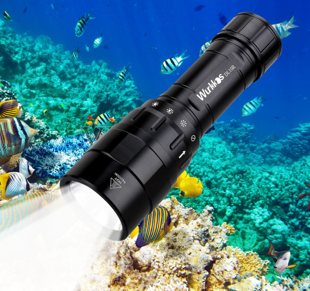 Wurkkos DL10R USB C Rechargeable Powerful 4500lm XHP70.2 21700 Flashlight Diving Light with Magnetic Control Switch Underwater Torch