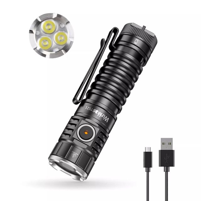 Wurkkos TS21 Triple LEDs 3500lm USB C Rechargeable flashlight EDC 21700 Light with Reverse charging/Magnet Tail/Anduril 2.0
