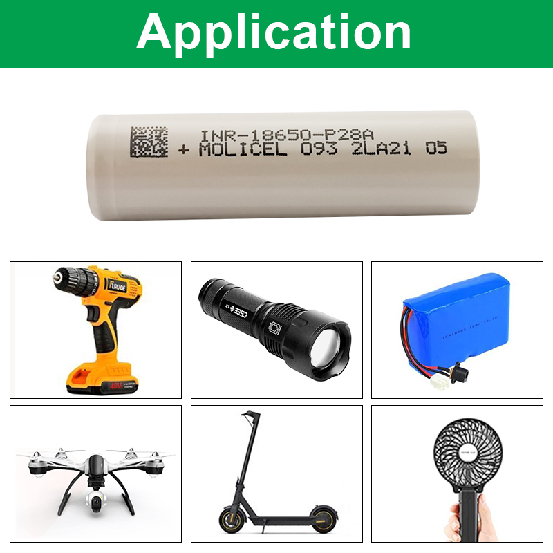 Molicel 18650 Lithium Liion Battery 3.6V Molicel P28A 2800mAh 25A INR186500-P28A Rechargeable 18650 Flashlight Battery