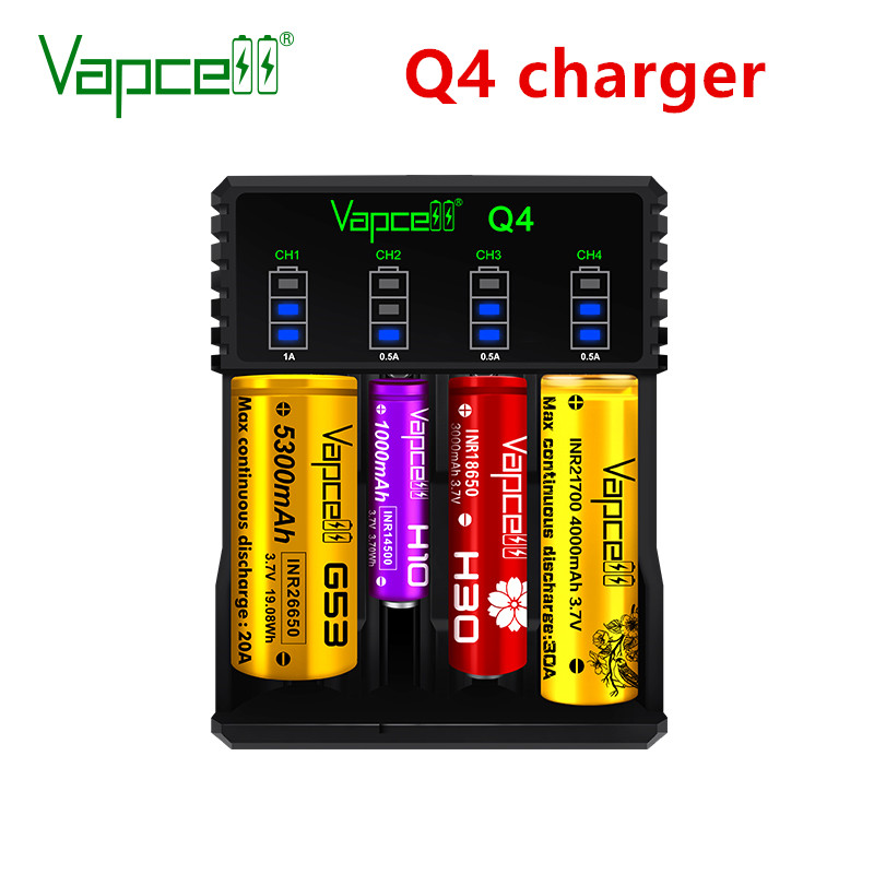 Vapcell Q4 Smart mini battery charger for 21700 18650 26650 18350 14500 ...