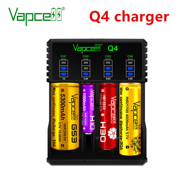 Vapcell Q4 Smart mini battery charger for 21700 18650 26650 18350 14500 16340 battery charger