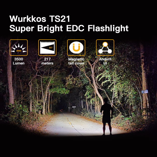 Wurkkos TS21 Triple LEDs 3500lm USB C Rechargeable flashlight EDC