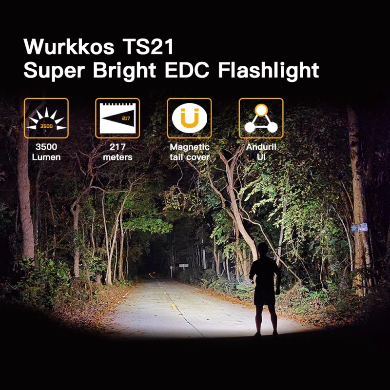 Wurkkos TS21 3500lm flashlight, Max 217 meters, Reverse charging with Magnet Tail/Anduril 2.0