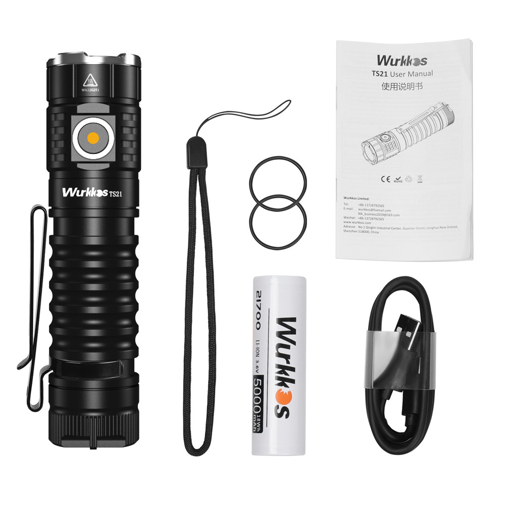 Wurkkos TS21 3500lm flashlight, Max 217 meters, Reverse charging with Magnet Tail/Anduril 2.0