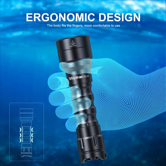 [New Arrival] Wurkkos DL16 Cost-Effective 2000lm Diving flashlight, Rechargeable Flashlight Underwater up to 100 Meters, with 18650 Battery