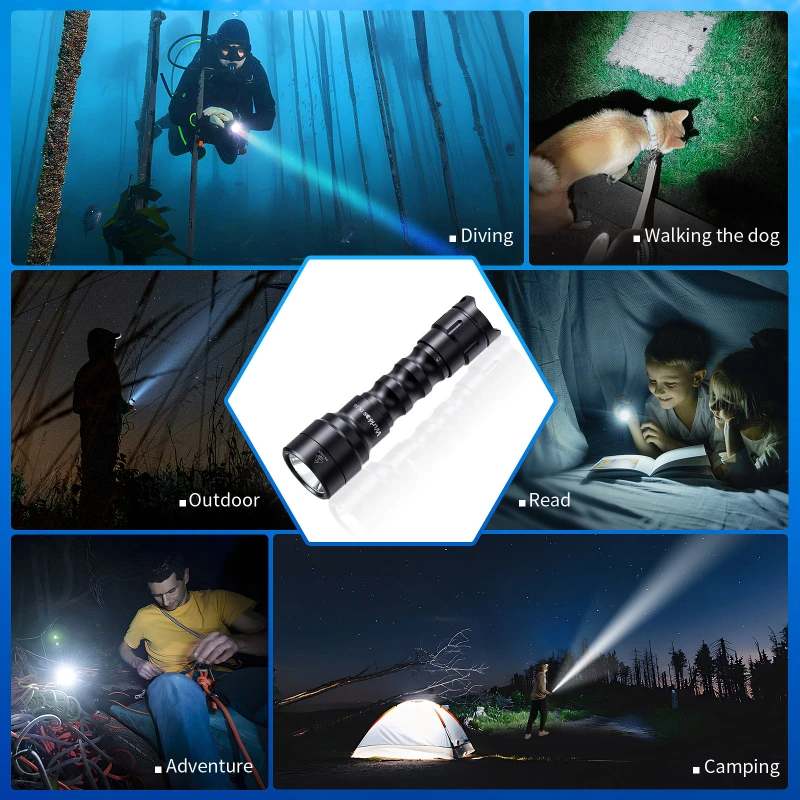 [New Arrival] Wurkkos DL16 Cost-Effective 2000lm Diving flashlight, Rechargeable Flashlight Underwater up to 100 Meters, with 18650 Battery