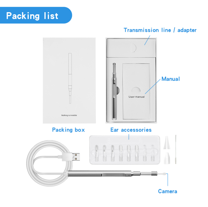 Perfect Camera Earwax Removel Tool, Ultra Clear View, USB, EJ-203