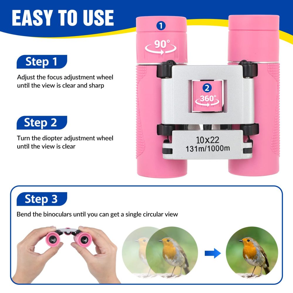 Binoculars for Kids, Mini Kids Binoculars with Neck Strap - Waterproof - TC01